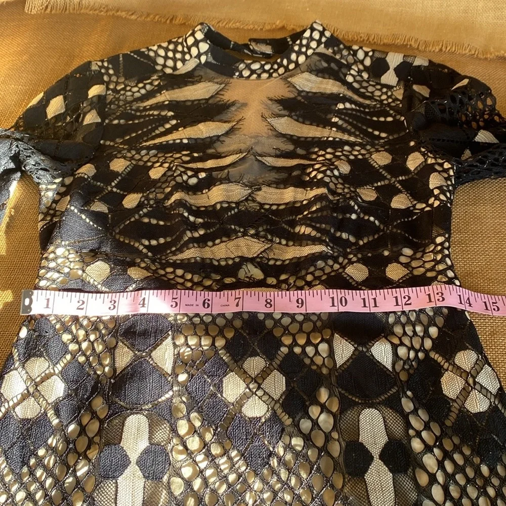 Free People Black Art Deco Lace Mini Dress - Picture 9 of 15